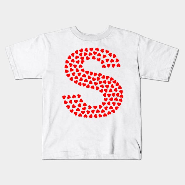 Letter S Heart Shape Initial Kids T-Shirt by Sanu Designs